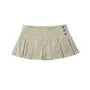 Low Waist Plain Mini Pleated Skirt
