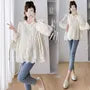 Maternity Long-Sleeve Lace Flowy Blouse