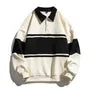 Long-Sleeve Striped Polo-Neck Sweatshirt