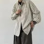 Long-Sleeve Drop-Shoulder Striped Pocket Detail Shirt