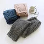 Couple Matching Elastic Waist Jacquard Fleece Pajama Pants