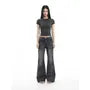 Short-Sleeve Crew Neck Plain Slim Fit Crop T-Shirt