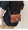 Top Handle Faux Leather Flap Crossbody Bag