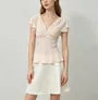 Short Sleeve V-Neck Plain Chiffon Slim-Fit Blouse