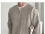 Long-Sleeve Half Zip Plain Knit Top