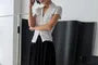 Elastic Waist Irregular Midi Skirt