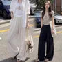 Maternity Drawstring Waist Plain Barrel Leg Baggy Pants
