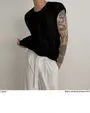 Crew Neck Plain Ribbed Knit Tank Top