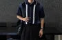Short-Sleeve Striped Knit Polo Shirt