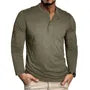 Long Sleeve Henley Plain T-Shirt