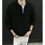 Crew Neck Drop Shoulder  Plain Henley Sweater