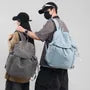 Plain Buckled Drawstring Nylon Backpack