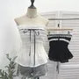 Strapless Lace Trim Flowy Tube Top