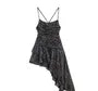 Spaghetti Strap Polka Dot Ruched Slip Asymmetrical  Dress