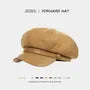 Plain Panel Faux Leather Newsboy Cap