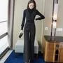 Long-Sleeve Mock Neck Striped T-Shirt / Sleeveless V-Neck Jumpsuit / Set