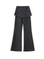Mid Rise Plain Slit Skirt Overlay Flared Sweatpants