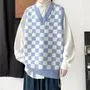 V-Neck Checkerboard Sweater Vest