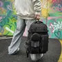 Set: Plain Multi-Pocket Fabric Backpack + Coin Purse