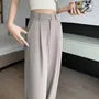 High Rise Plain Wide Leg Suit Pants (Various Designs)