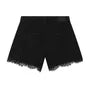 Mid Rise Lace Trim Denim Shorts