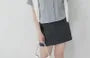 [L - 3XL] Plain Collared Button-Up Short-Sleeve Crop Shirt