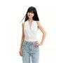 Sleeveless V-Neck Plain Crop Top