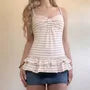 Striped Ruffled-Hem Slim-Fit Camisole Top