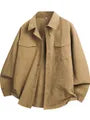 Long-Sleeve Button-Up Plain Textured Shirt