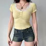 Mid Rise Washed Denim Shorts