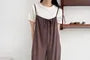 Plain Drawstring Suspender Wide-Leg Jumpsuit