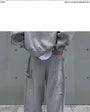 Plain Button Hoodie / Drawstring Waist Wide Leg Sweatpants / Set