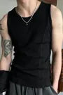 Round Neck Plain Ribbed Panel Tank Top