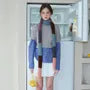 Color Block Knit Narrow Scarf