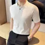 Short Sleeve Plain Knit Polo Top