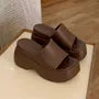 Plain Platform Slide Sandals