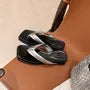 Wedge Heel Square Toe Thong Sandals