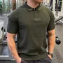 Short-Sleeve Plain Half Zip Polo Shirt