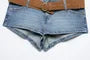 Low Rise Washed Denim Hot Pants