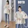 Maternity Long-Sleeve Lace Flowy Blouse