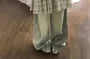 Spaghetti Strap Scoop Neck Plaid Frill Trim A-Line Dress