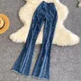 Set: Denim Corset Top + High Waist Bootcut Jeans