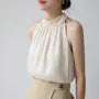 Mock Neck Plain Halter Top