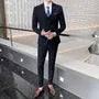 Set: Notch Lapel Single-Breasted Plain Blazer + Mid Rise Cropped Straight Leg Dress Pants + V-Neck Vest