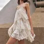 Spaghetti Strap Lace Mini Tiered Dress