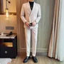 Lapel Collar Plain Double Breasted Blazer / Mid Rise Dress Pants / Set