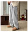 Drawstring Waist Plain Straight Leg Sweatpants