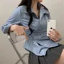 Long-Sleeve Asymmetrical Wrap Slim Fit Shirt
