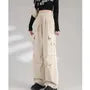 Drawstring Waist Plain Baggy Cargo Pants