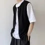 Sleeveless Crew Neck Plain Button Top